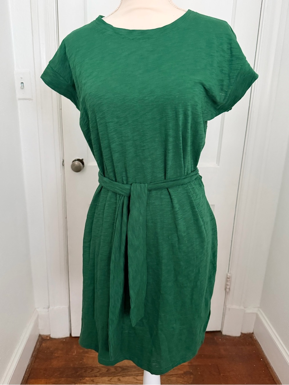 J Crew green cotton slub knit t-shirt dress women’s M